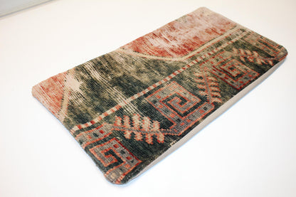 Vintage Kilim Lumbar Pillow Cover, Earth Tone Rug Cushion 12x24