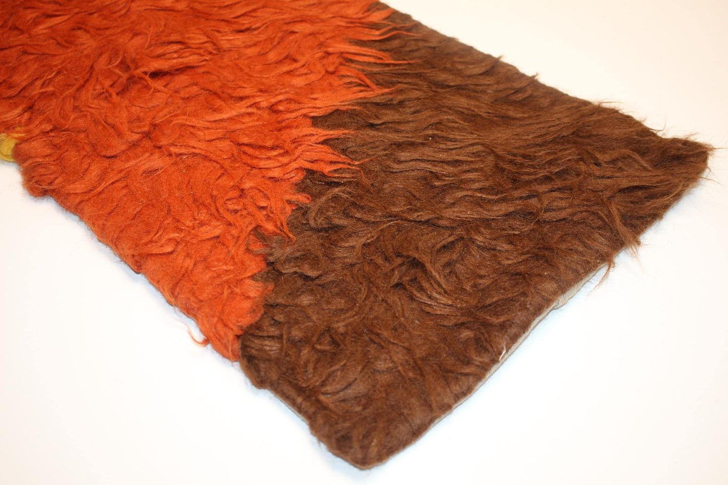 Vintage Turkish Kilim Lumbar Pillow, Furry Boho Bench Cushion (12x24 inch)