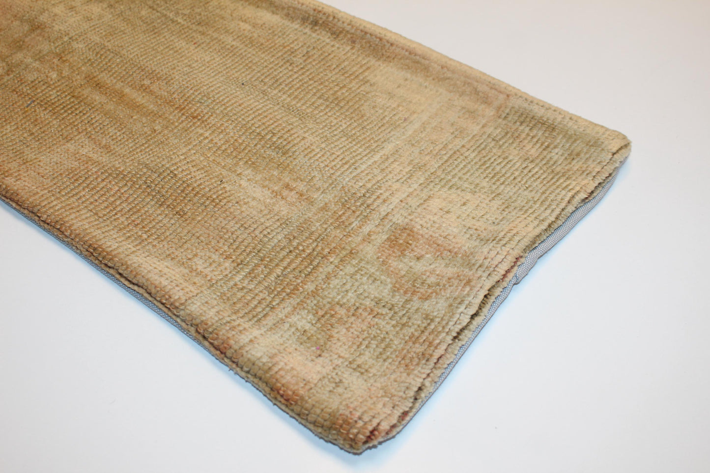 Vintage Turkish Kilim Pillow, Neutral Woven Lumbar Cushion (12x24 inch)