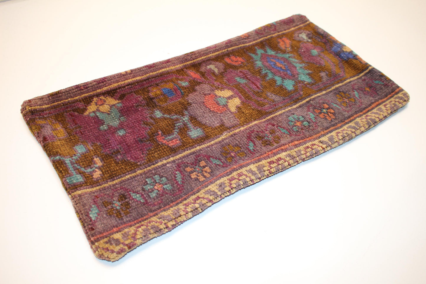 Handmade Kilim Lumbar Pillow Cover, Earth Tone Woven Cushion (12X24 inc.)