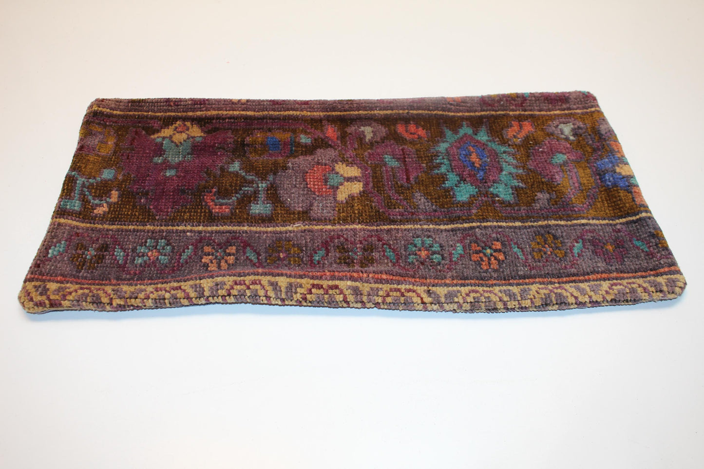 Handmade Kilim Lumbar Pillow Cover, Earth Tone Woven Cushion (12X24 inc.)