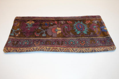 Handmade Kilim Lumbar Pillow Cover, Earth Tone Woven Cushion (12X24 inc.)