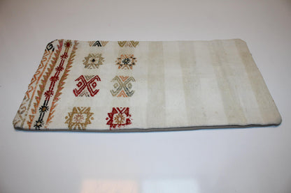 Handmade Kilim Lumbar Pillow Cover, Woven Wool Accent Cushion 12x24