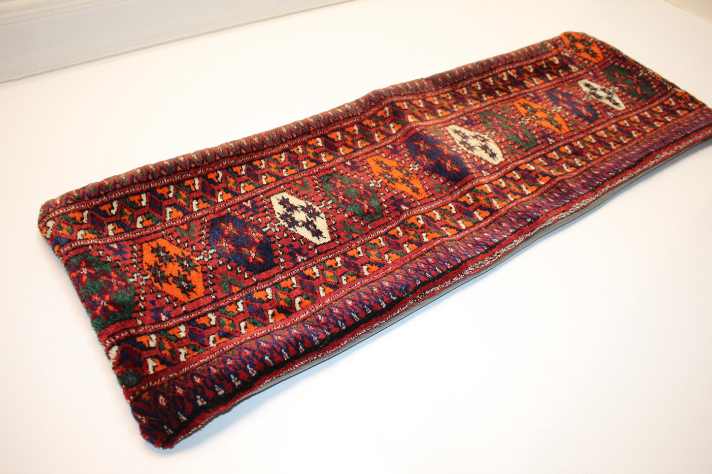 Red Persian Tribal Kilim Lumbar Pillow Cover, Woven Rug Cushion(12x36 inch)