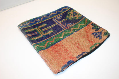Handwoven Anatolian Textile Art Lumbar , Geometric Color Field Cushion, One of a Kind Woven Accentt(16x16 in)