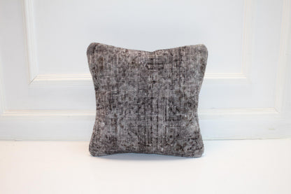 Handwoven Neutral Textile Accent Pillow, Minimal Woven Surface with Faded Pattern, One of a Kind Interior Object(16x16 in)