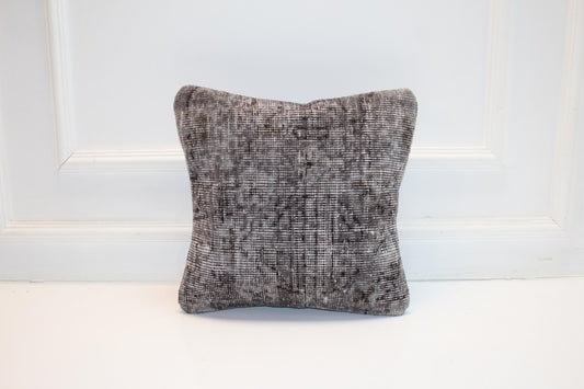 Handwoven Neutral Textile Accent Pillow, Minimal Woven Surface with Faded Pattern, One of a Kind Interior Object(16x16 in)