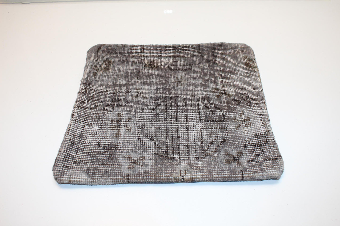 Handwoven Neutral Textile Accent Pillow, Minimal Woven Surface with Faded Pattern, One of a Kind Interior Object(16x16 in)