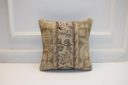 Soft Neutral Woven Textile Accent, Faded Botanical Surface with Vertical Panel, One of a Kind Interior Piece(16x16 in)