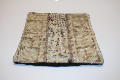 Soft Neutral Woven Textile Accent, Faded Botanical Surface with Vertical Panel, One of a Kind Interior Piece(16x16 in)