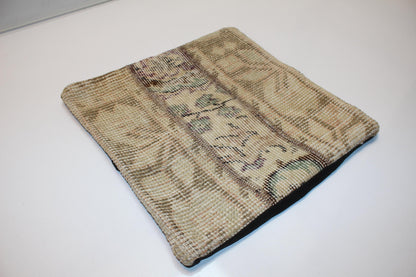 Soft Neutral Woven Textile Accent, Faded Botanical Surface with Vertical Panel, One of a Kind Interior Piece(16x16 in)