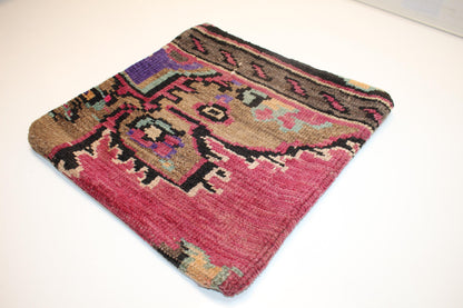 Bold Patterned Woven Textile Accent, Expressive Color Blocks with Tribal Motifs, One of a Kind Interior Statement(16x16 in)