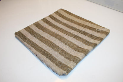 Striped Neutral Woven Textile Accent, Quiet Linear Surface with Natural Tones, One of a Kind Interior Essential(16x16 in)