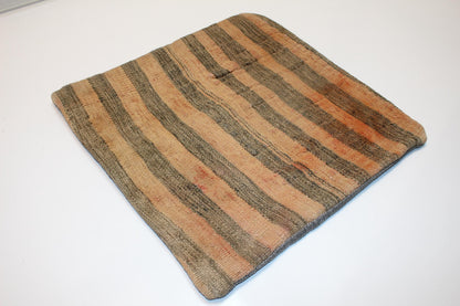 Vertical Stripe Woven Textile Accent, Earthy Linear Surface with Soft Patina, One of a Kind Interior Element(16x16 in)