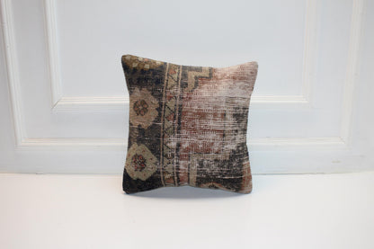 Dual Surface Woven Textile Accent, Softly Faded Motifs with Calm Neutral Balance, One of a Kind Interior Detail(16x16 in)