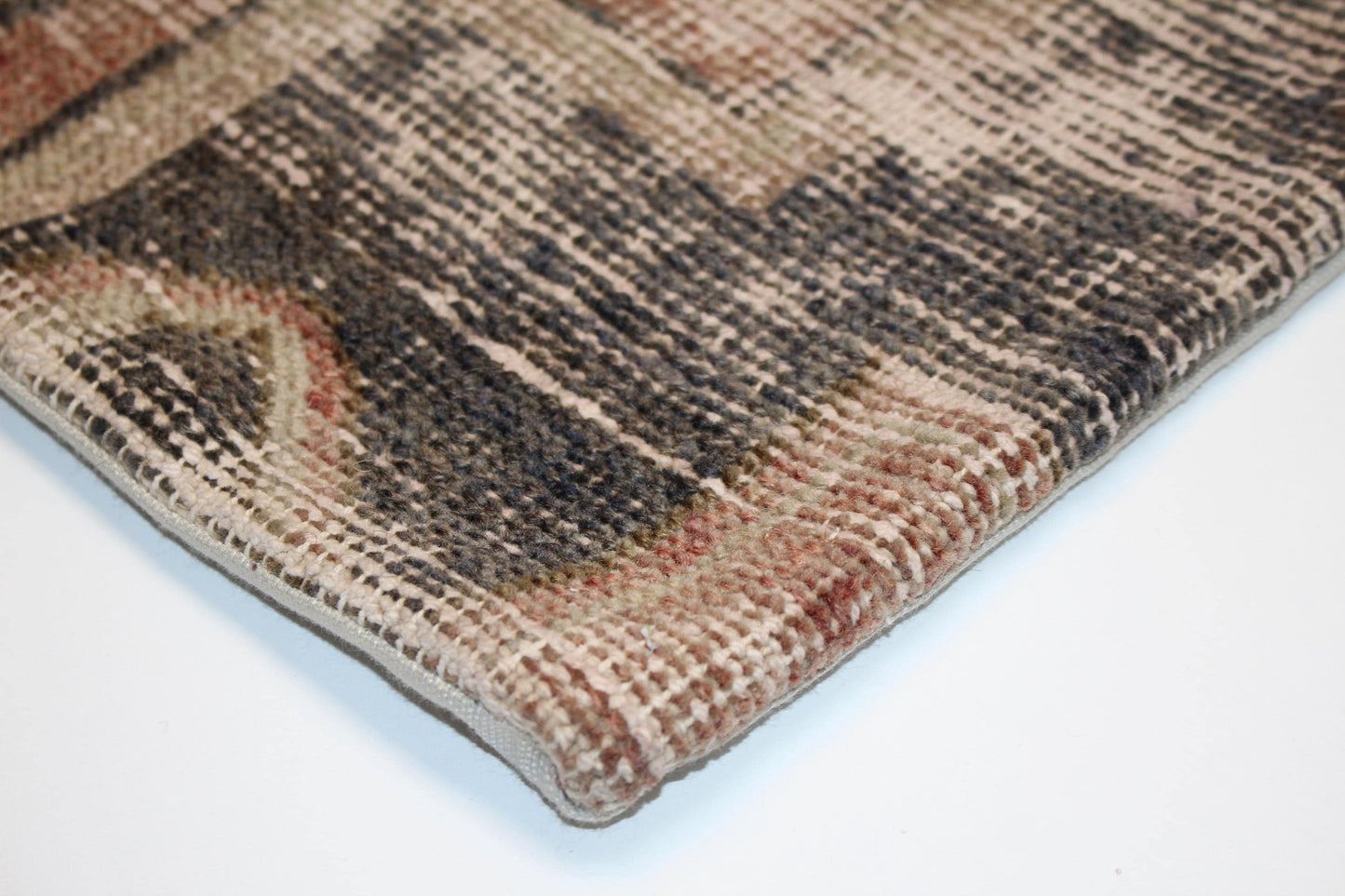 Dual Surface Woven Textile Accent, Softly Faded Motifs with Calm Neutral Balance, One of a Kind Interior Detail(16x16 in)