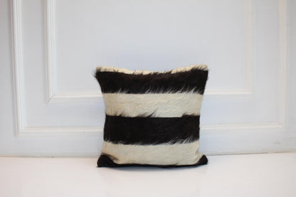 Black White Striped Wool Cushion, Minimal Rustic Boho Decor, Handmade Square Accent Pillow(16x16 in)