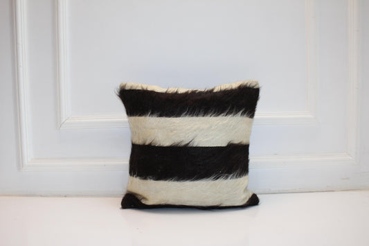Black White Striped Wool Cushion, Minimal Rustic Boho Decor, Handmade Square Accent Pillow(16x16 in)