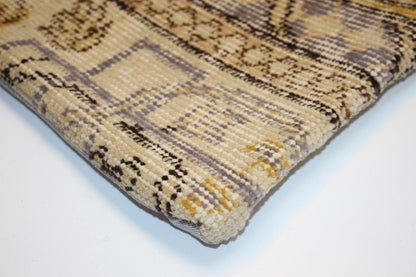 Vintage Turkish Kilim Pillow Cover, Faded Floral Rug Cushion, Neutral Toned Antique Textile Accent, 16x16 inch
