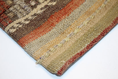 Earth Tone Kilim Pillow Cover – One-of-a-Kind Tribal Rug Cushion16x16 inch