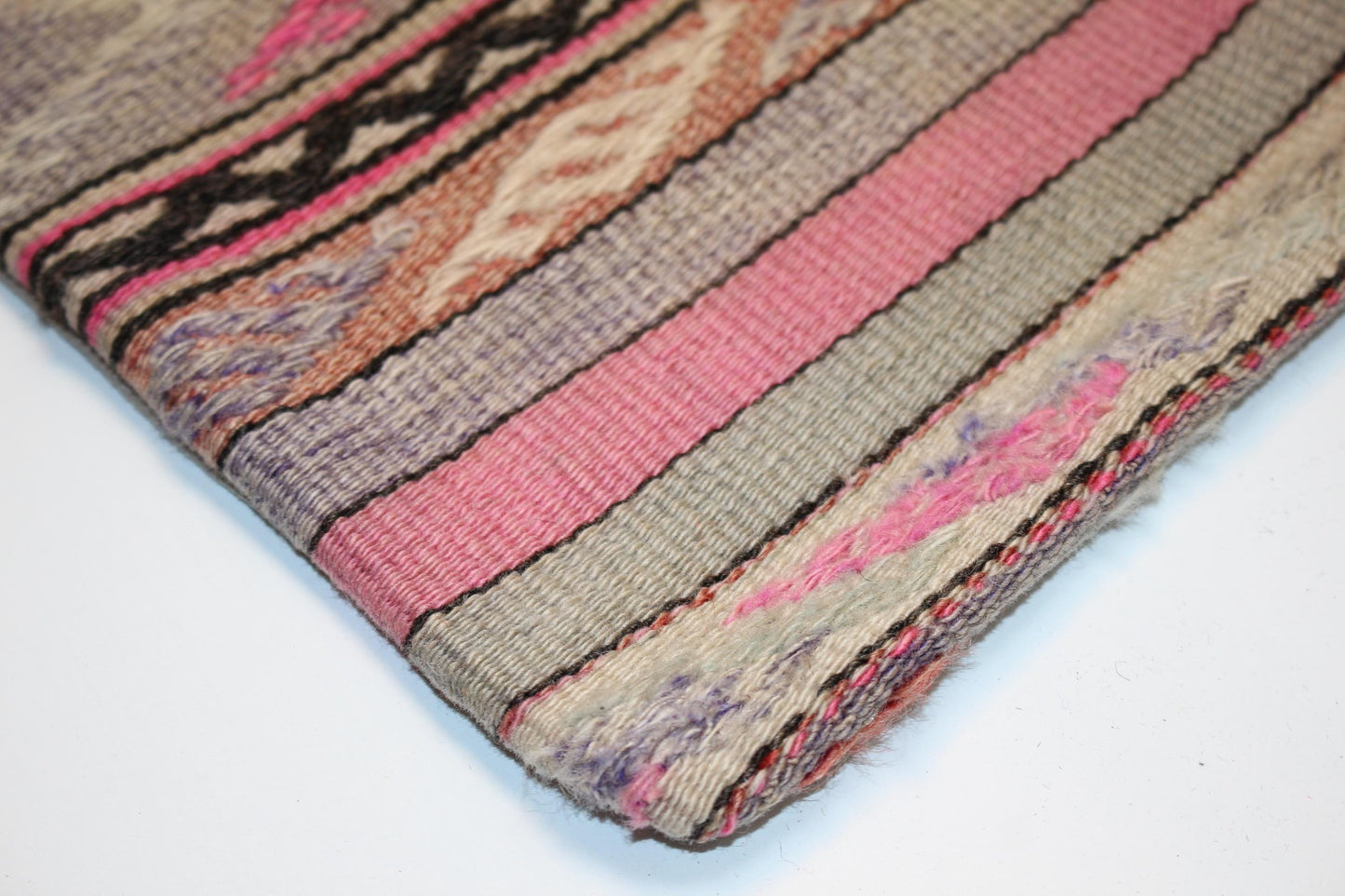 Soft Pink Kilim Pillow – Modern Tribal Weave 16x16 inch