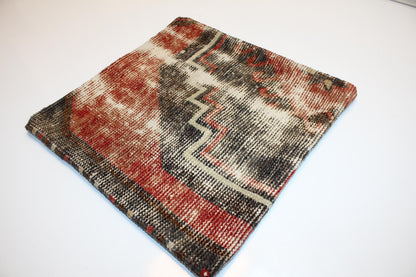 Rust & Ash Kilim Pillow – Abstract Tribal Blend16x16 inch