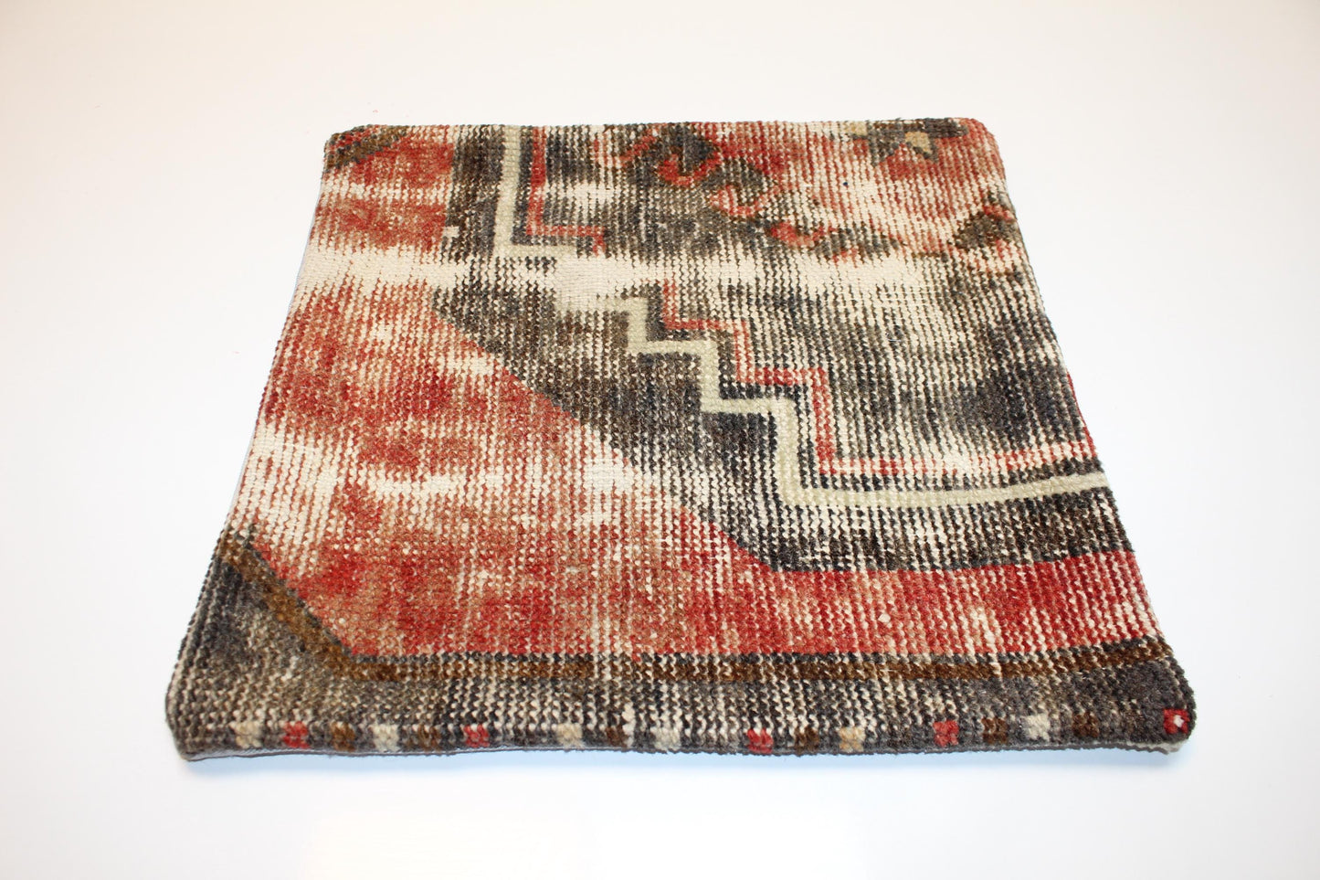 Rust & Ash Kilim Pillow – Abstract Tribal Blend16x16 inch