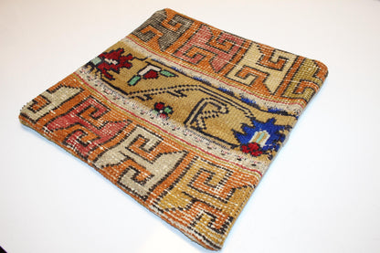 Graphic Motif Kilim Pillow – Earthy Tribal Lines 16x16 inch
