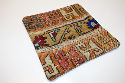 Graphic Motif Kilim Pillow – Earthy Tribal Lines 16x16 inch