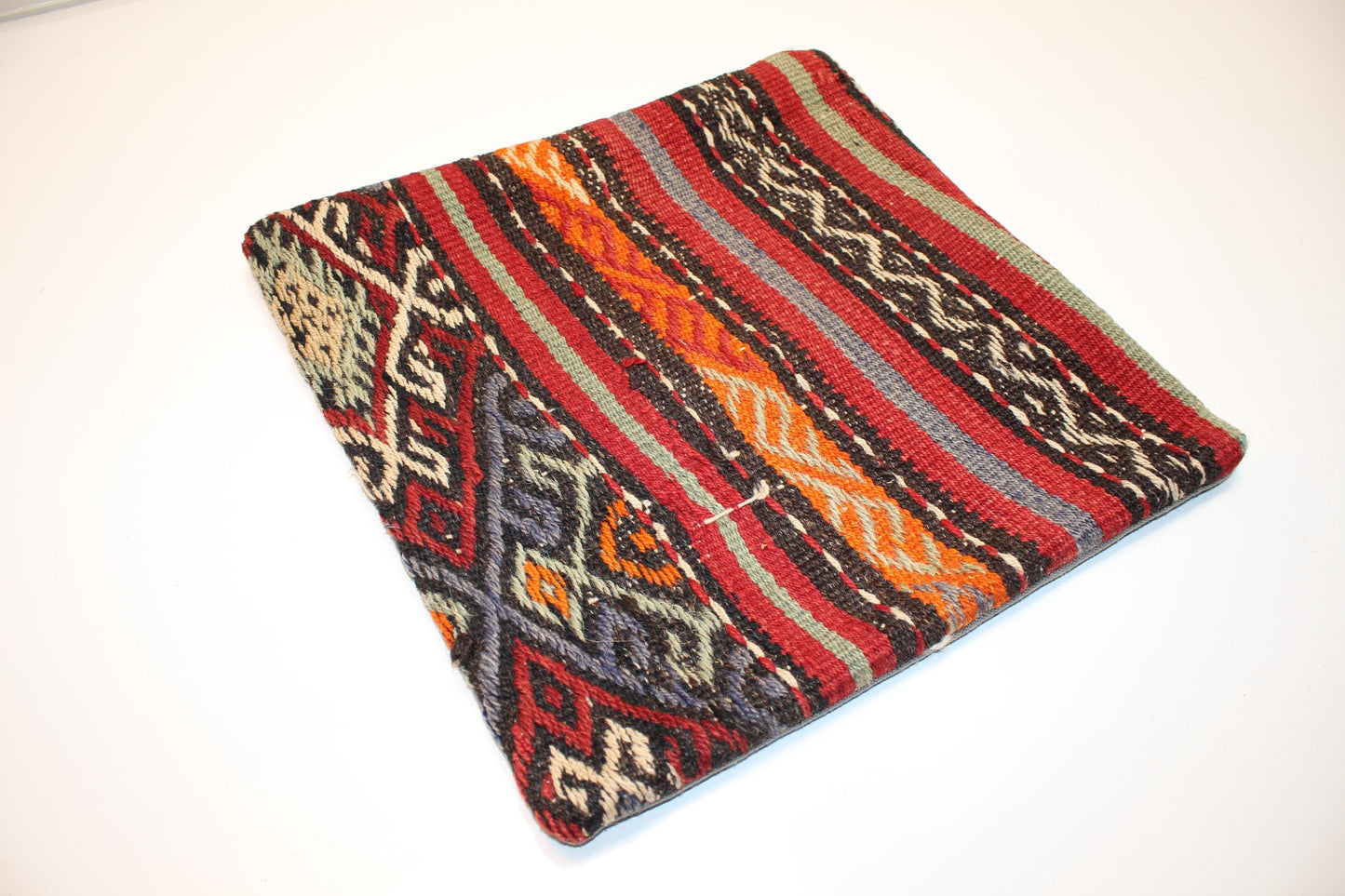 Rhythmic Stripe Kilim Pillow – Bold Tribal Texture16x16 inch