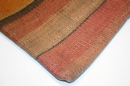 Soft Stripe Kilim Pillow – Warm Earth Palette 16x16 inch