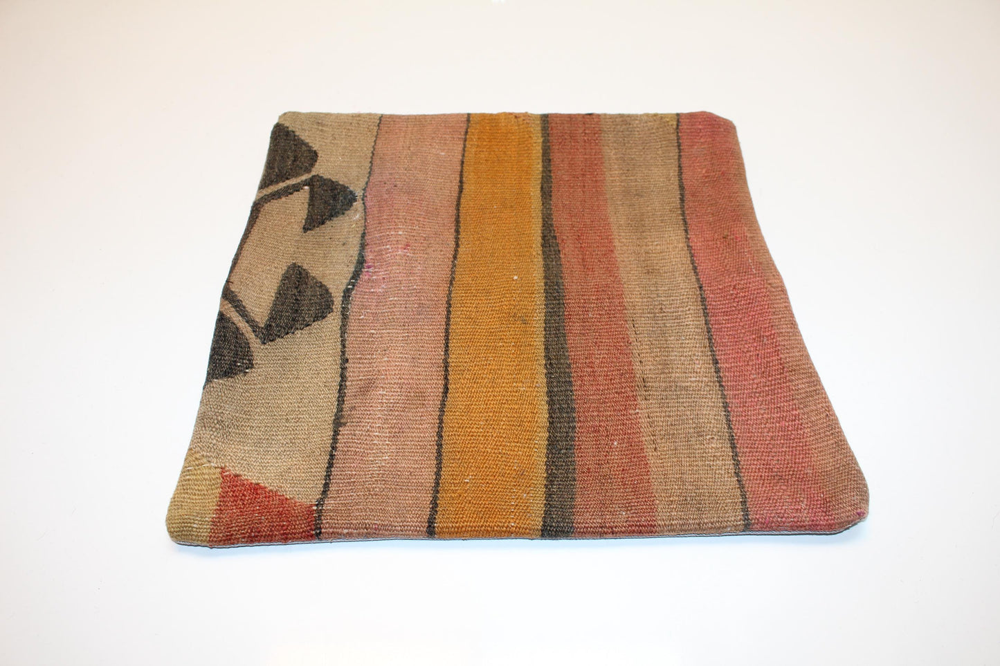 Soft Stripe Kilim Pillow – Warm Earth Palette 16x16 inch
