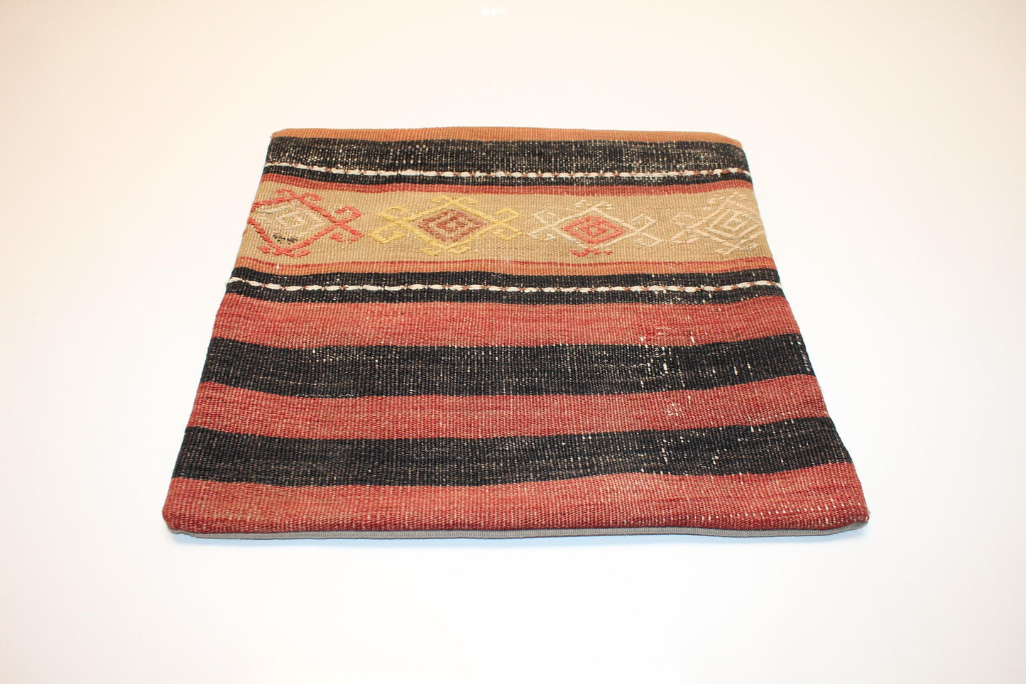 Heritage Stripe Kilim Pillow – Graphic Tribal Accent 16x16 inch