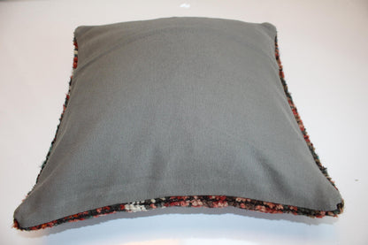 Bold Tribal Kilim Cushion, Colorful Ethnic Boho Decor, Handmade Anatolian Rug Pillow(16x16 in)
