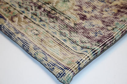 Antique Turkish Rug Pillow Cover, Faded Floral Textile Cushion, Square Boho Accent Pillow, Soft Patina Ethnic Decor (16x16 in)