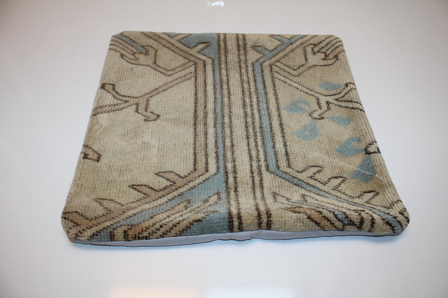 Handmade Kilim Pillow Cover, Geometric Rustic Boho Decor (16x16 in)