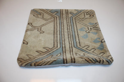 Handmade Kilim Pillow Cover, Geometric Rustic Boho Decor (16x16 in)