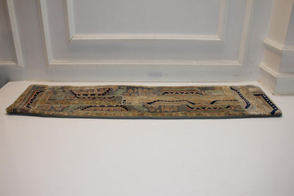Earth Tone Kilim Lumbar Pillow, Vintage Turkish Rug Cushion (12x48)