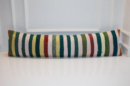 Striped Vintage Kilim Lumbar Pillow(12x48)