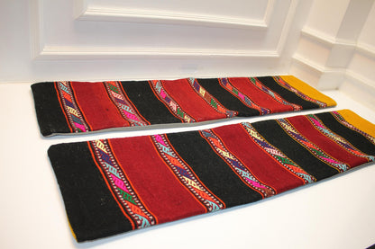 Set of 2 Vintage Kilim Lumbar Pillows (12x48)