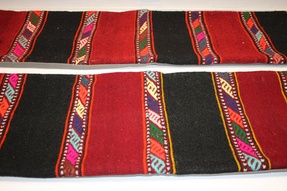 Set of 2 Vintage Kilim Lumbar Pillows (12x48)