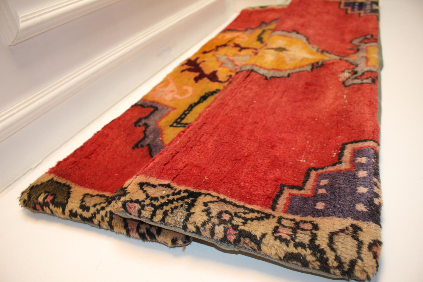 Set of 2 Vintage Turkish Rug Lumbar Pillows (12x48)
