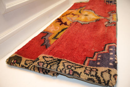 Set of 2 Vintage Turkish Rug Lumbar Pillows (12x48)