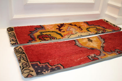 Set of 2 Vintage Turkish Rug Lumbar Pillows (12x48)