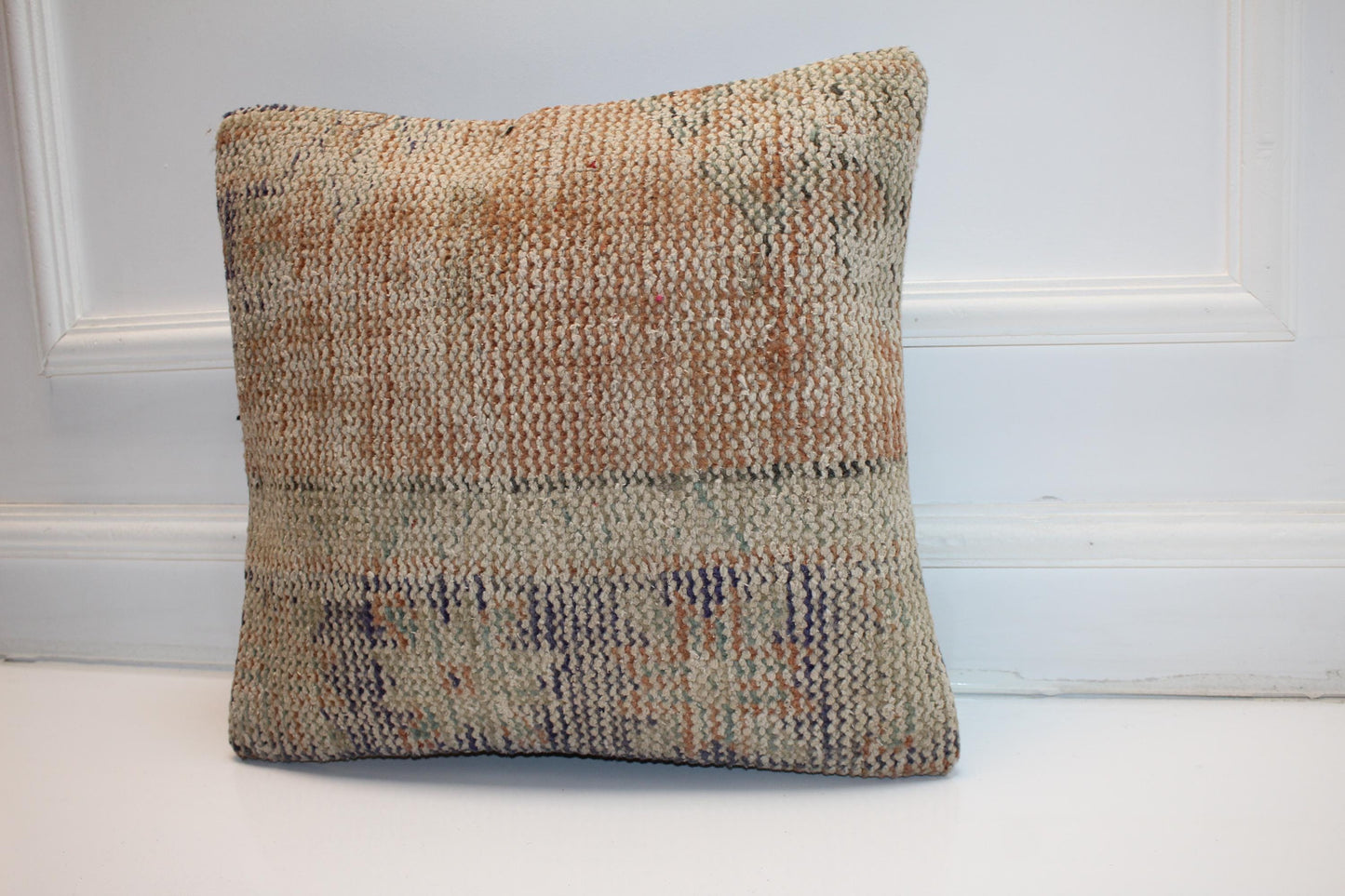Neutral Earth Tone Cushion, Handmade Boho Accent Pillow, Rustic Home Decor(16x16 in)