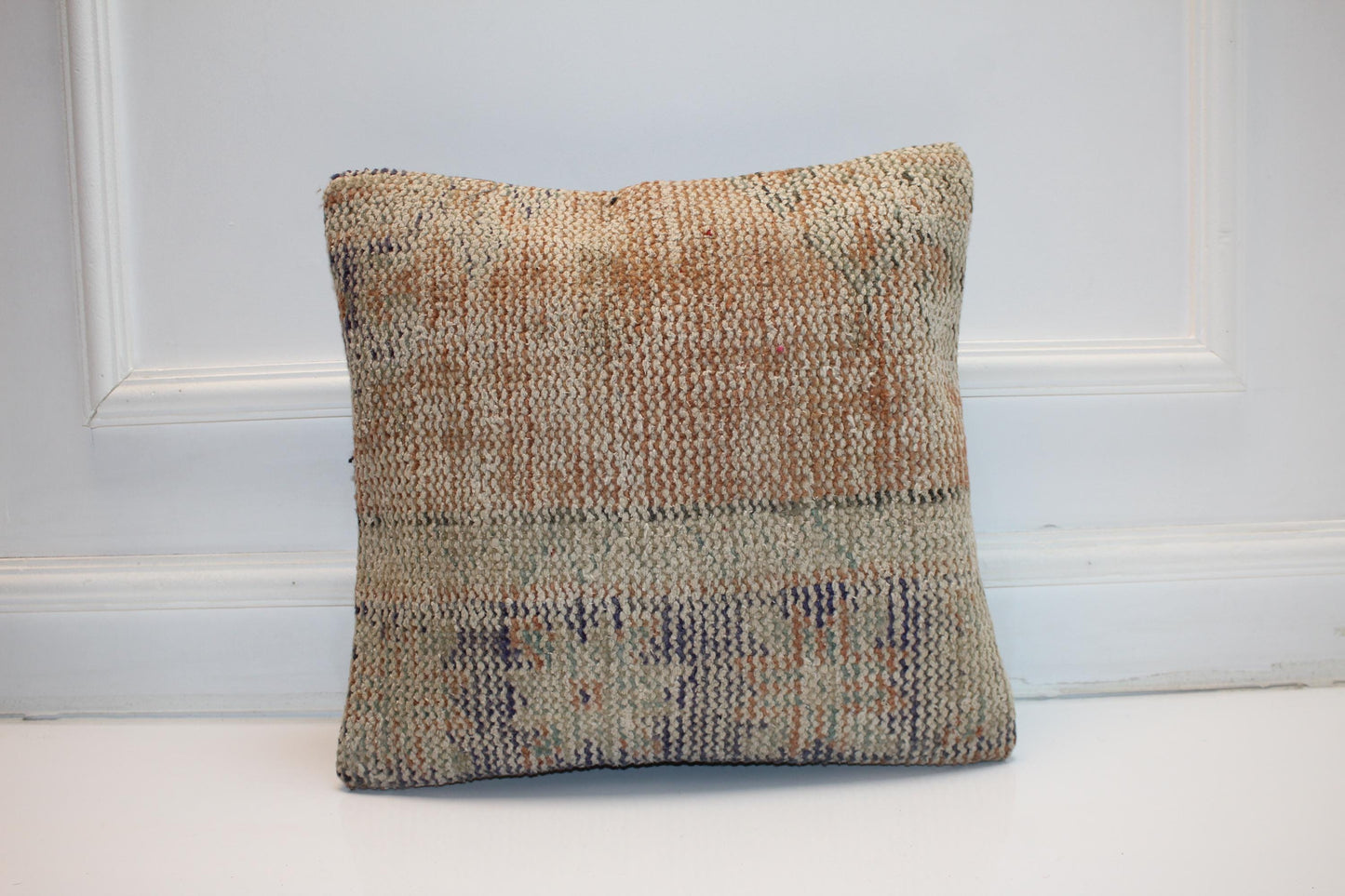 Neutral Earth Tone Cushion, Handmade Boho Accent Pillow, Rustic Home Decor(16x16 in)