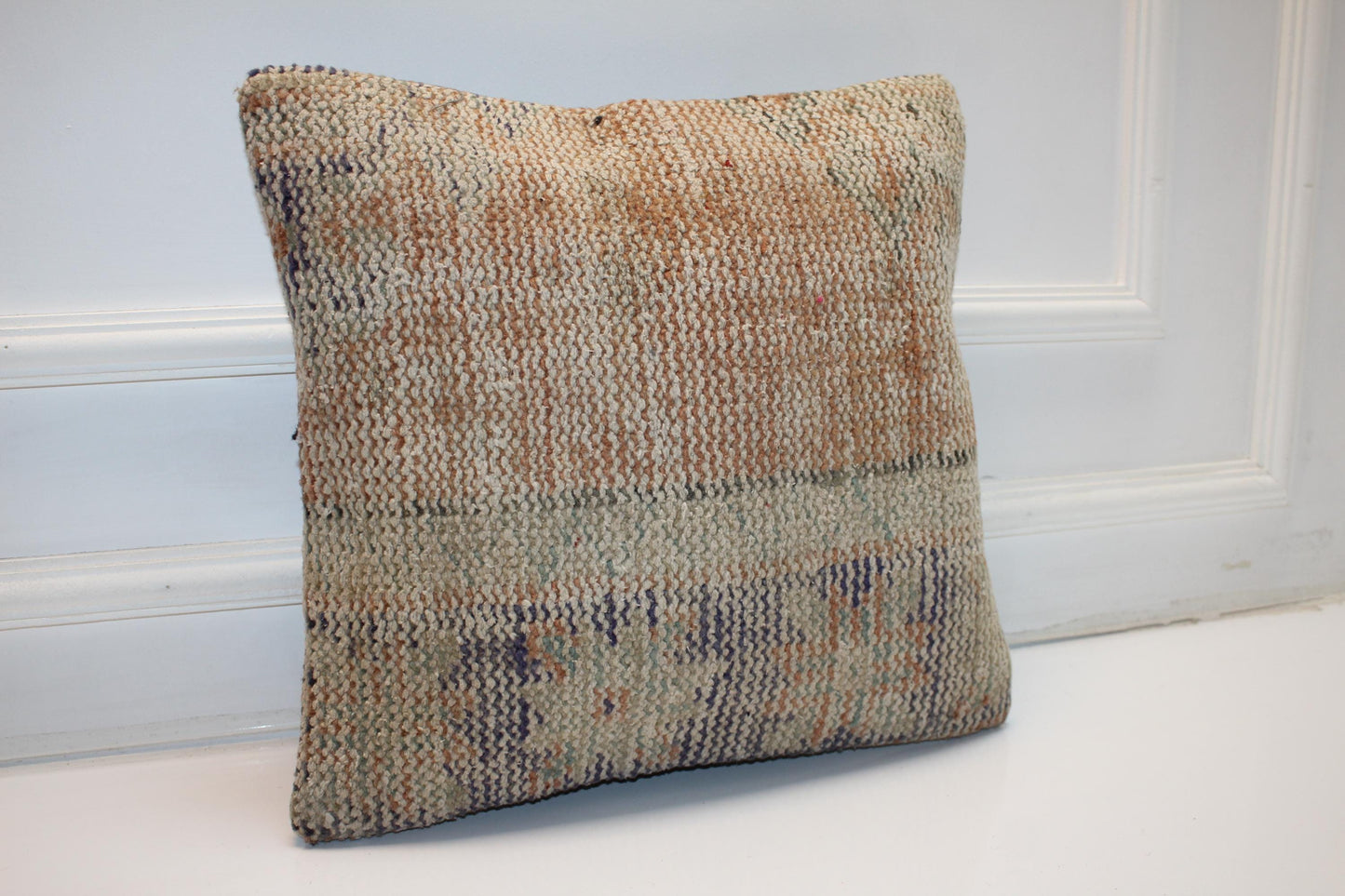 Neutral Earth Tone Cushion, Handmade Boho Accent Pillow, Rustic Home Decor(16x16 in)