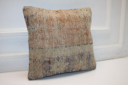 Neutral Earth Tone Cushion, Handmade Boho Accent Pillow, Rustic Home Decor(16x16 in)