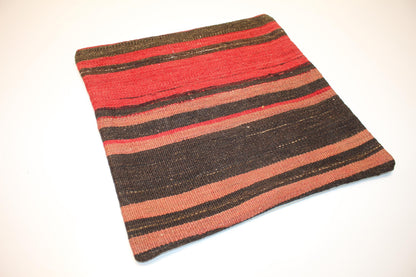 Bold Striped Rug Cushion, Tribal Boho Accent Pillow for Sofa or Chair (16x16 in)