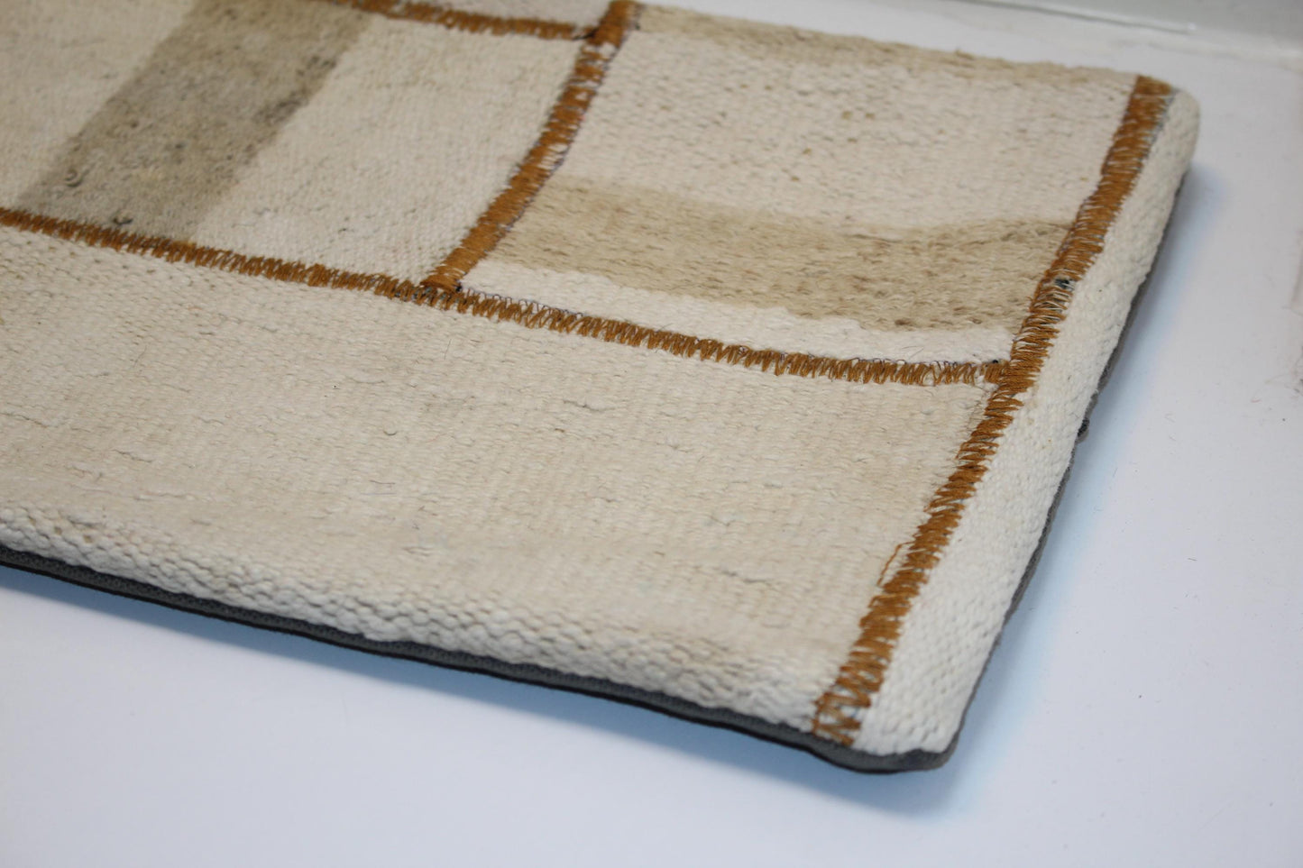 Patchwork Bench Cushion, Minimal Boho Rug Pillow for Entryway or Sofa (12x48)